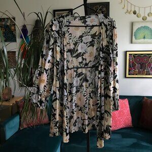 BILLABONG size M Multicolor Floral Boho Kimono Cardigan Cover-Up Bohemian